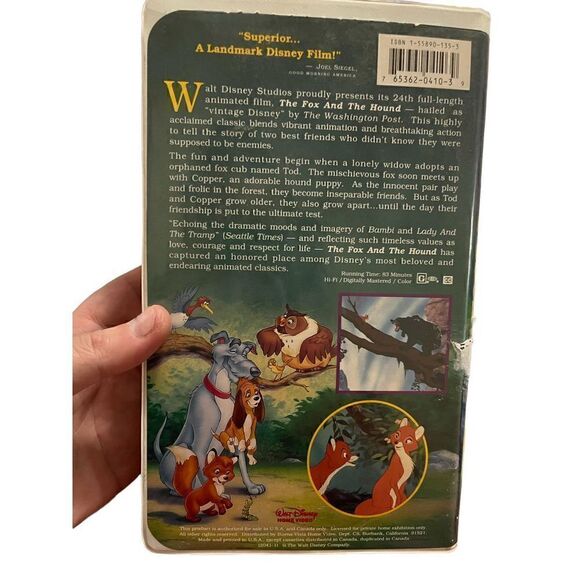 The Fox and the Hound VHS a Walt Disney Classic, good condition, Black Diamond, - Picture 4 of 4